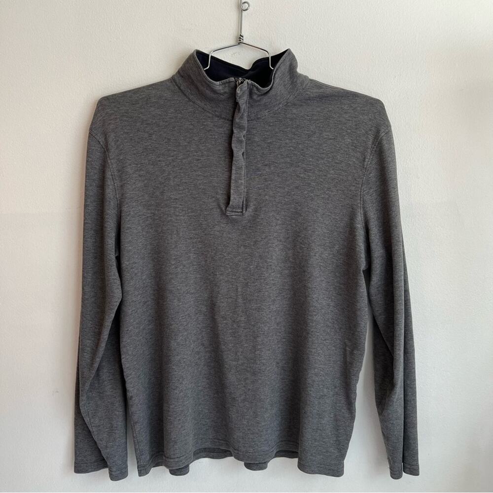 MK Michael Kors Mens Size XL Long Sleeve Grey Black Shirt Top Pullover 1/2 zip